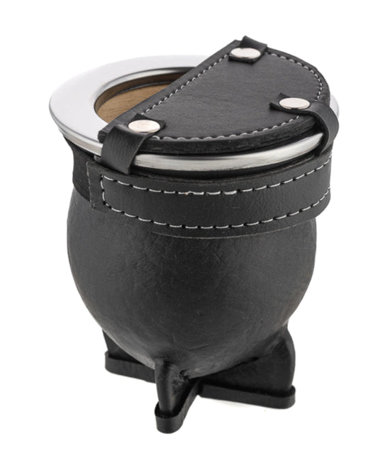 Mate Wind Protector Cover - Black Faux Leather Half Cover with Elastic- Outdoor Yerba Mate Accessory - Made in Argentine