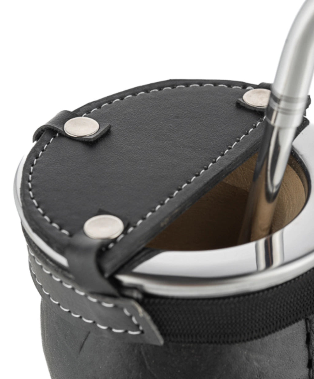 Mate Wind Protector Cover - Black Faux Leather Half Cover with Elastic- Outdoor Yerba Mate Accessory - Made in Argentine