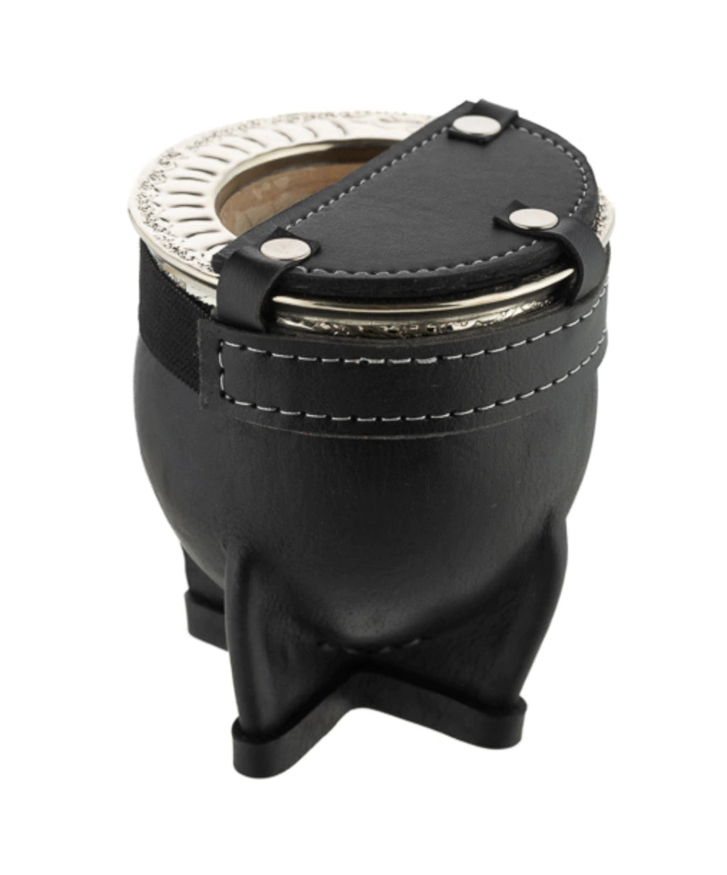 Mate Wind Protector Cover - Black Faux Leather Half Cover with Elastic- Outdoor Yerba Mate Accessory - Made in Argentine