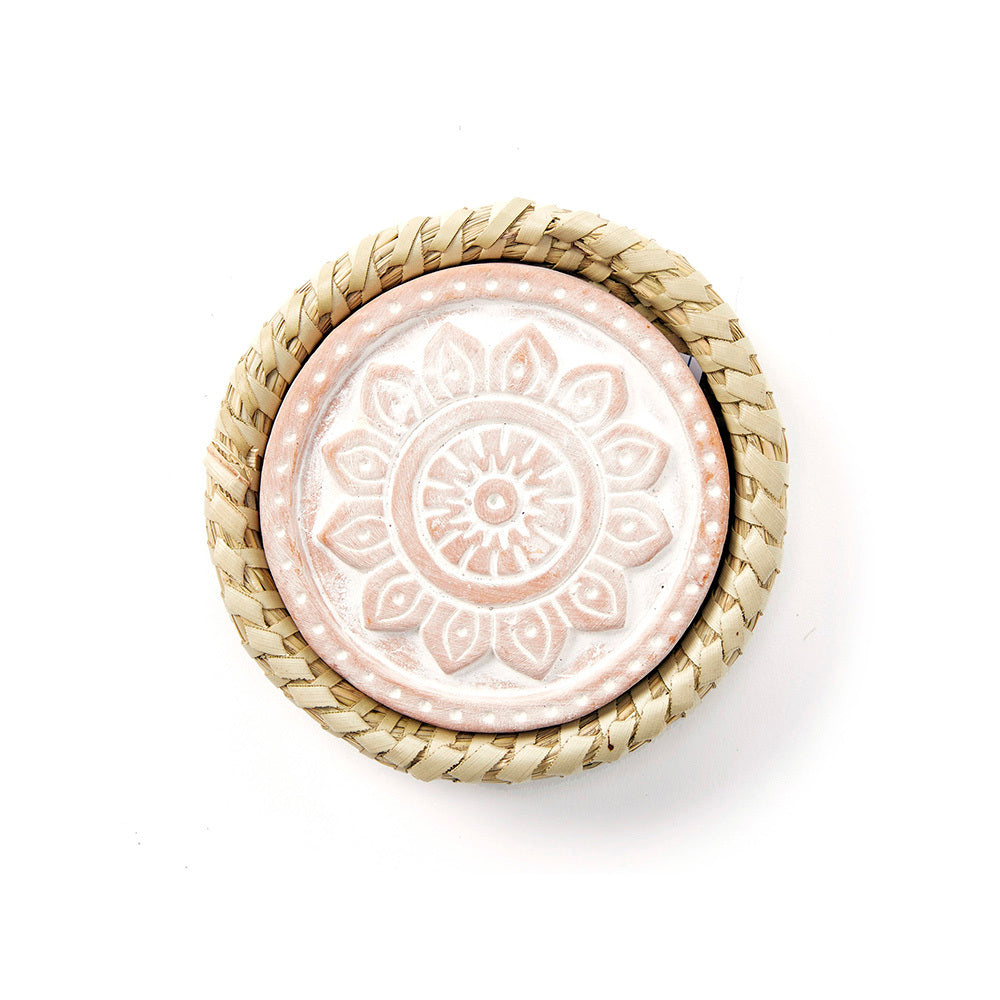 Mandala Warming Coaster with Kaisa Grass Basket, Bangladesh