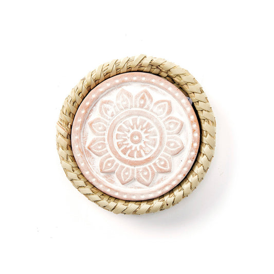 Mandala Warming Coaster with Kaisa Grass Basket, Bangladesh