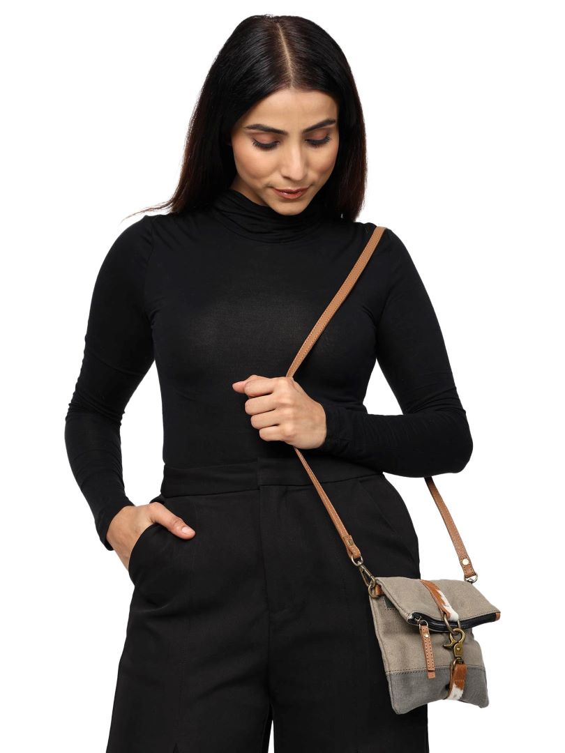 Women's Crossbody Bag, Original Leather - Finley Stone Cowhide, India