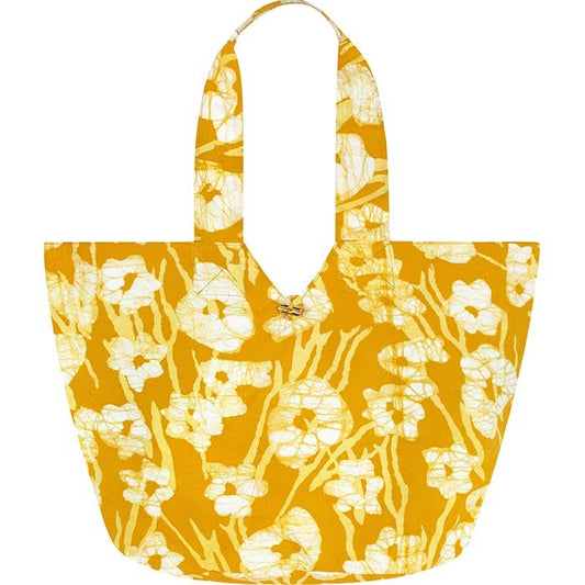 Basket Tote Bag: Painted Floral - Harvest Gold-Organic
