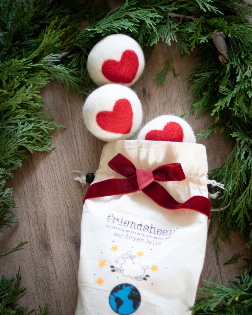 Eco Dryer Balls (6 RED HEARTS), One Love, New Zealand