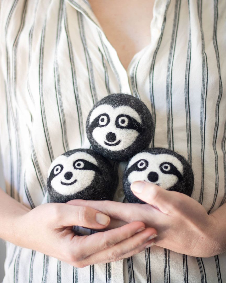 Eco Dryer Balls - Set of 3 - Sloth Trio, New Zealand