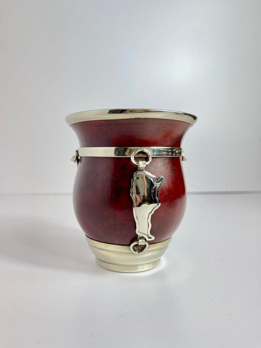 Handmade Argentinian Map Mate Gourd | Natural Calabaza-Mate Criollo Sol de Mayo