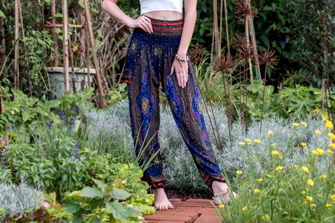 Peacock Eye in Navy / Unisex Harem Pants, Thailand