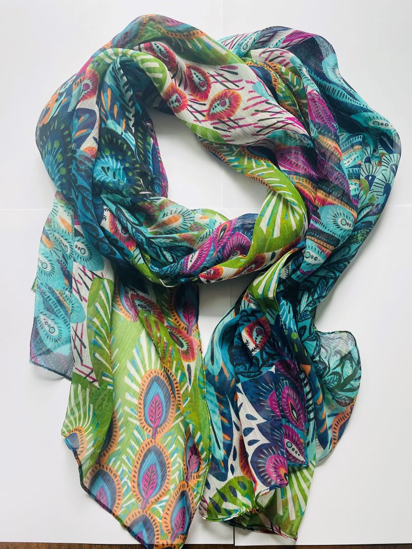 Peacock Pattern Scarf, India