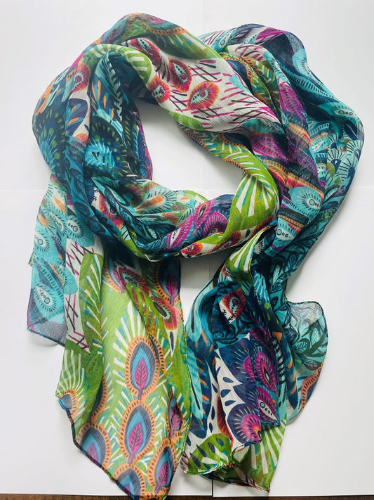 Peacock Pattern Scarf, India