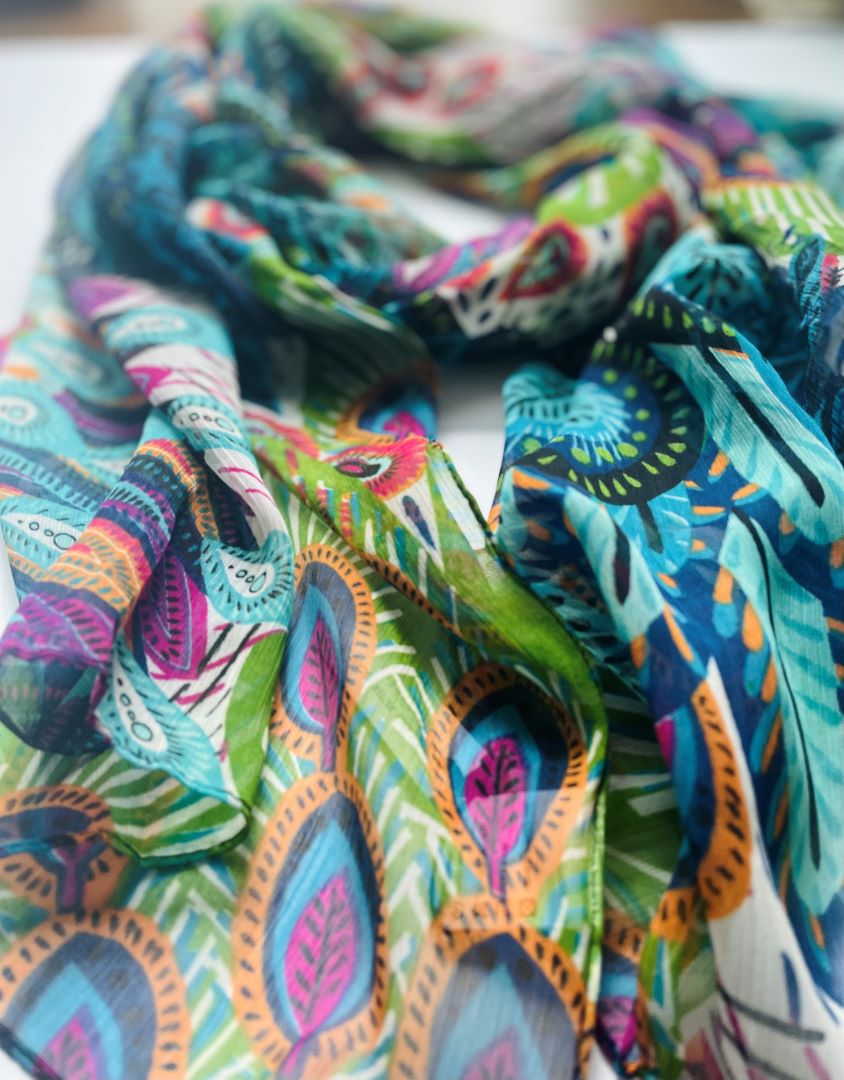 Peacock Pattern Scarf, India