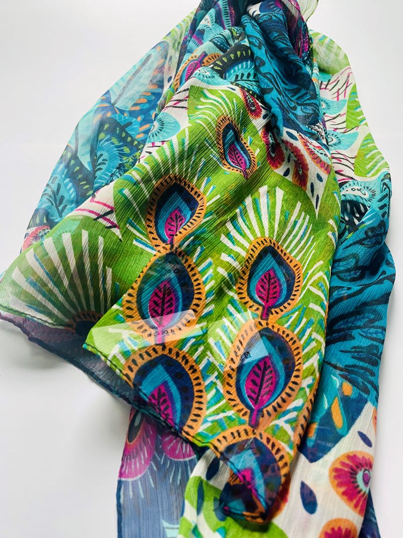 Peacock Pattern Scarf, India