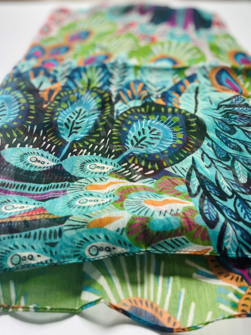 Peacock Pattern Scarf, India