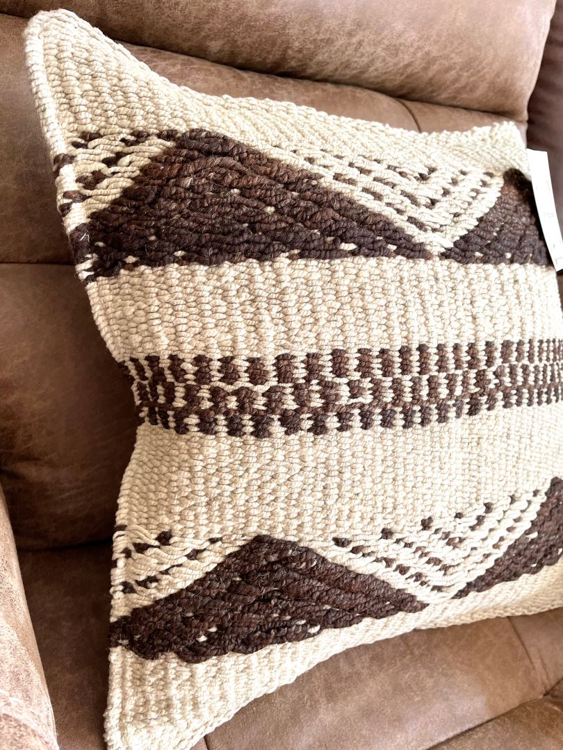 Throw Pillowcase, Aguayo's Cushion Cover, Natural and Black, Bolivia/Peru
