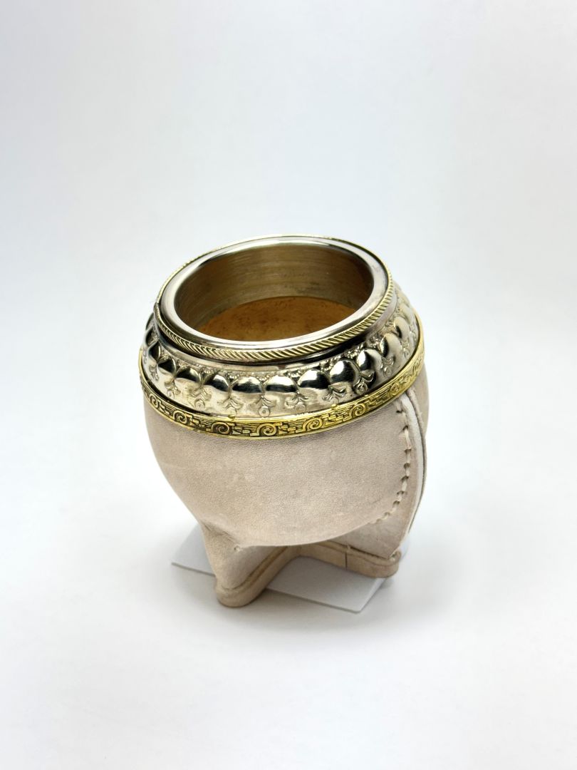 Luxury Torpedo Mate-Artisan Reserve-Hand - Selected Uruguayan -Cured Leather-Handcrafted Virola-Made in Argentina ( small )