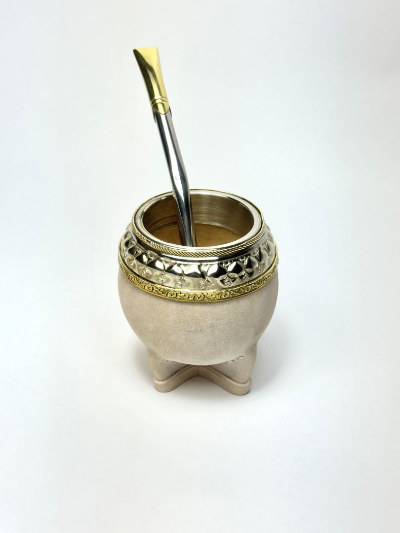 Luxury Torpedo Mate-Artisan Reserve-Hand - Selected Uruguayan -Cured Leather-Handcrafted Virola-Made in Argentina ( small )