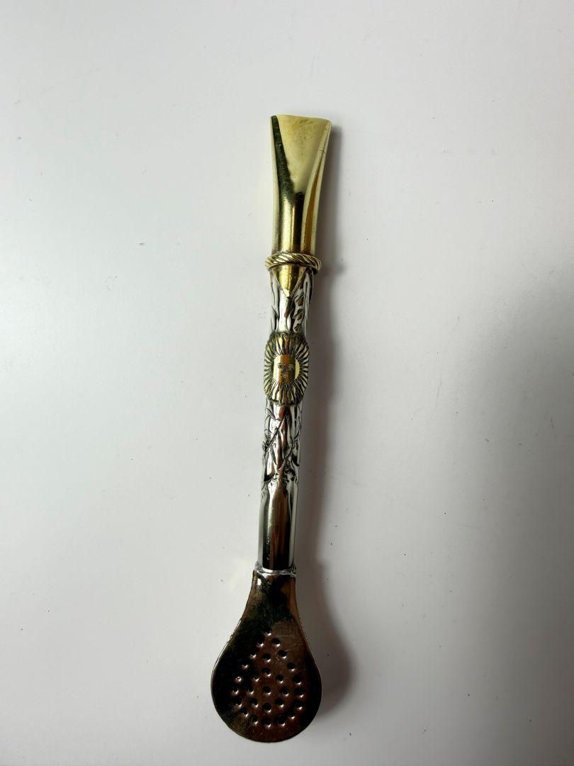 One-of-a-Kind Sol de Mayo Handcrafted Bombilla | German Silver & Brass – 6.4"