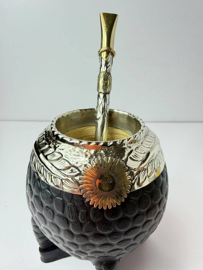 One-of-a-Kind Sol de Mayo Handcrafted Bombilla | German Silver & Brass – 6.4"