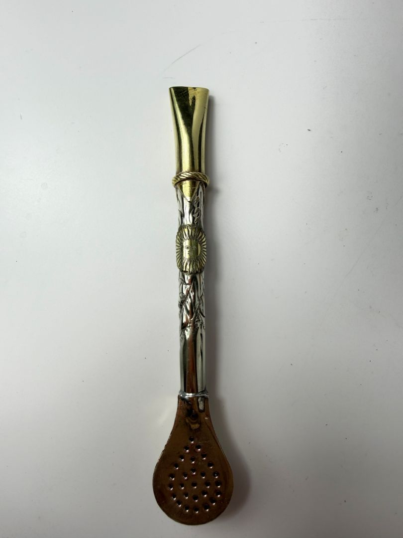 One-of-a-Kind Sol de Mayo Handcrafted Bombilla | German Silver & Brass – 6.4"