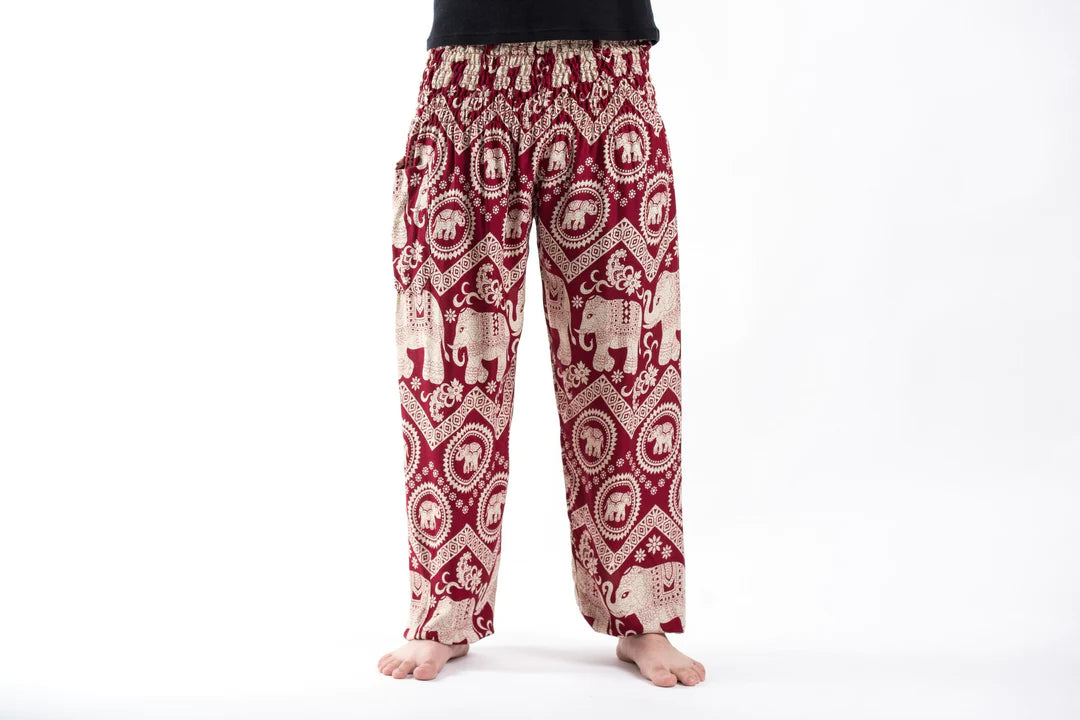 Imperial Red  Elephant Unisex Pants, Thailand