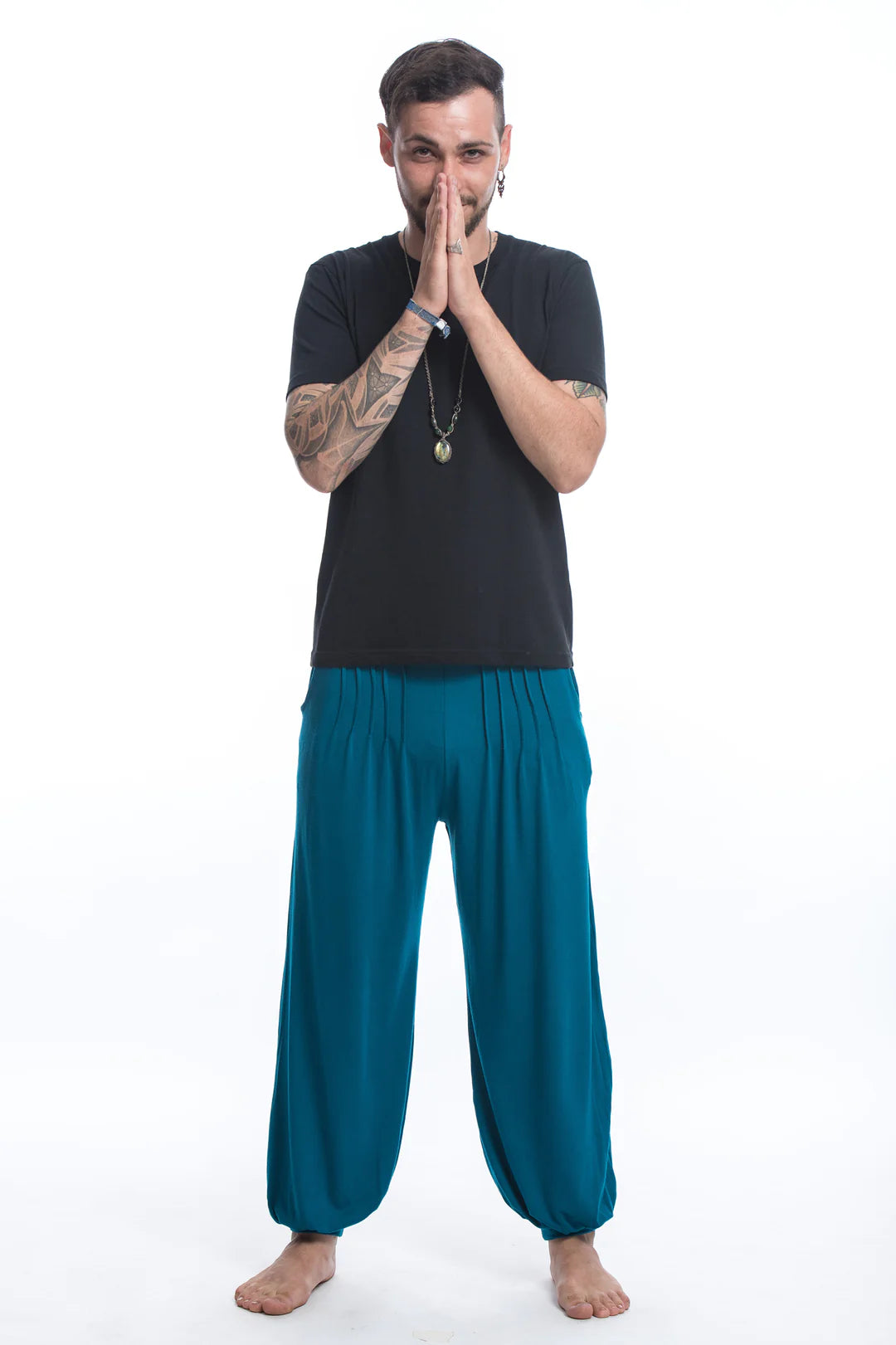 Spandex Cotton Harem Pant - Solid Blue, Thailand