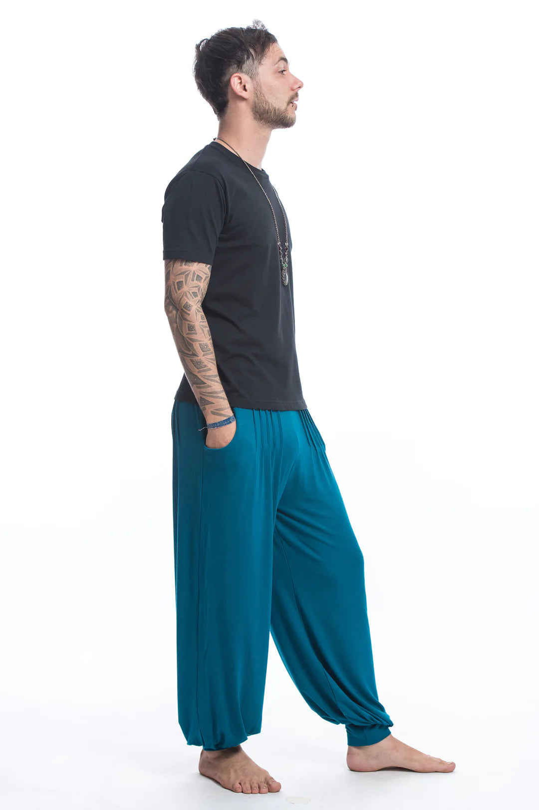 Spandex Cotton Harem Pant - Solid Blue, Thailand