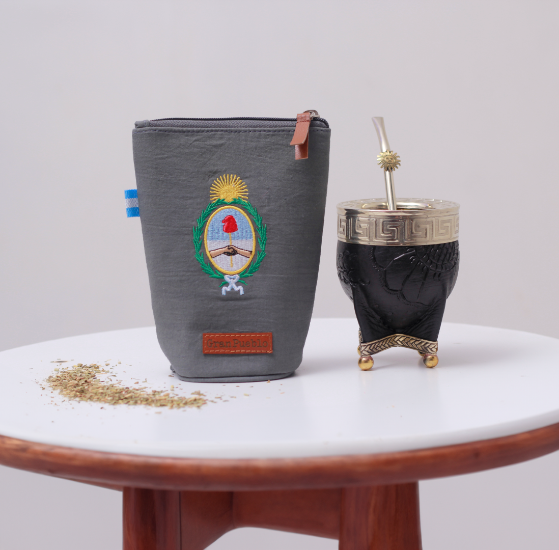 National Coat of Arms-Yerba Mate Bag – Handmade, Waterproof, Leather Detail, Yerbero, Argentina