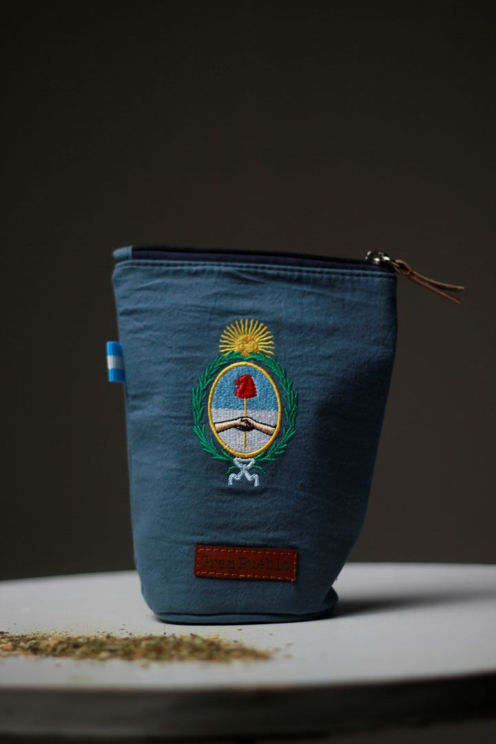 National Coat of Arms-Yerba Mate Bag – Handmade, Waterproof, Leather Detail, Yerbero, Argentina