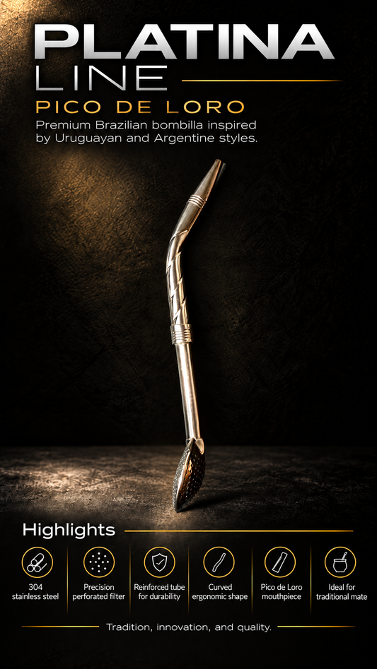 Purinox Pico de Loro Cincelado Bombillón-Premium Stainless Steel Mate Straw-Brazilian Yerba Mate Bombilla, Brazil