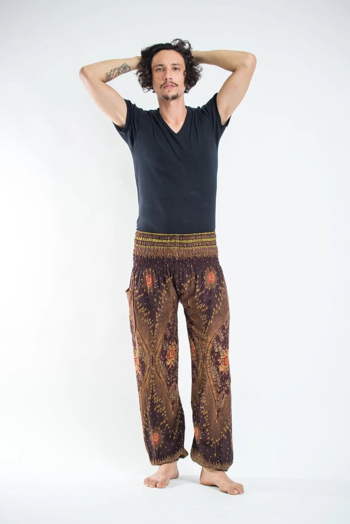 Peacock Eye in Brown / Unisex Harem Pants, Thailand