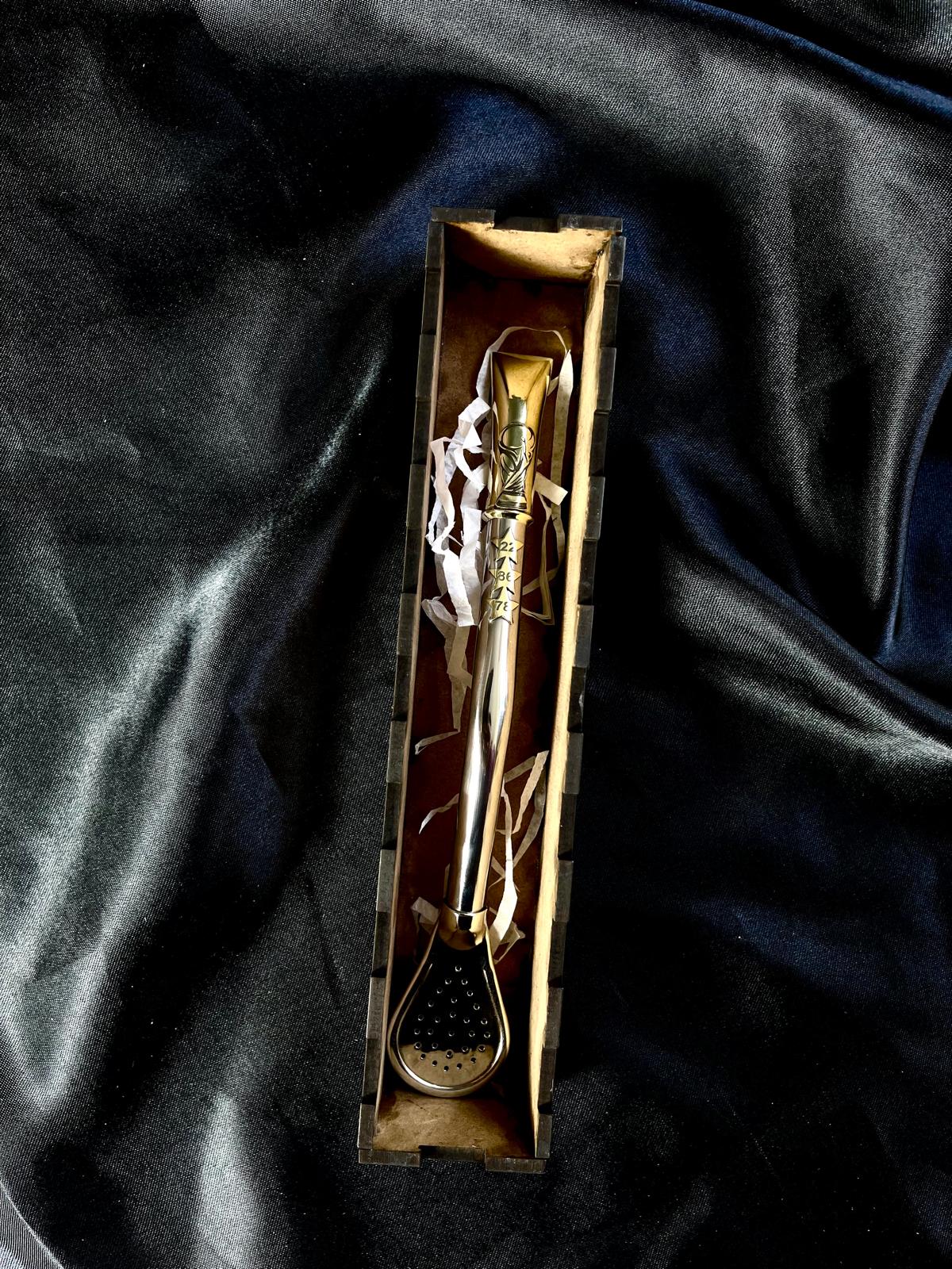 Argentina World Champion Mate Bombilla – 3 Stars & World Cup Bronze Detail – Handmade Alpaca Straw with AFA Gift Box – Limited Edition