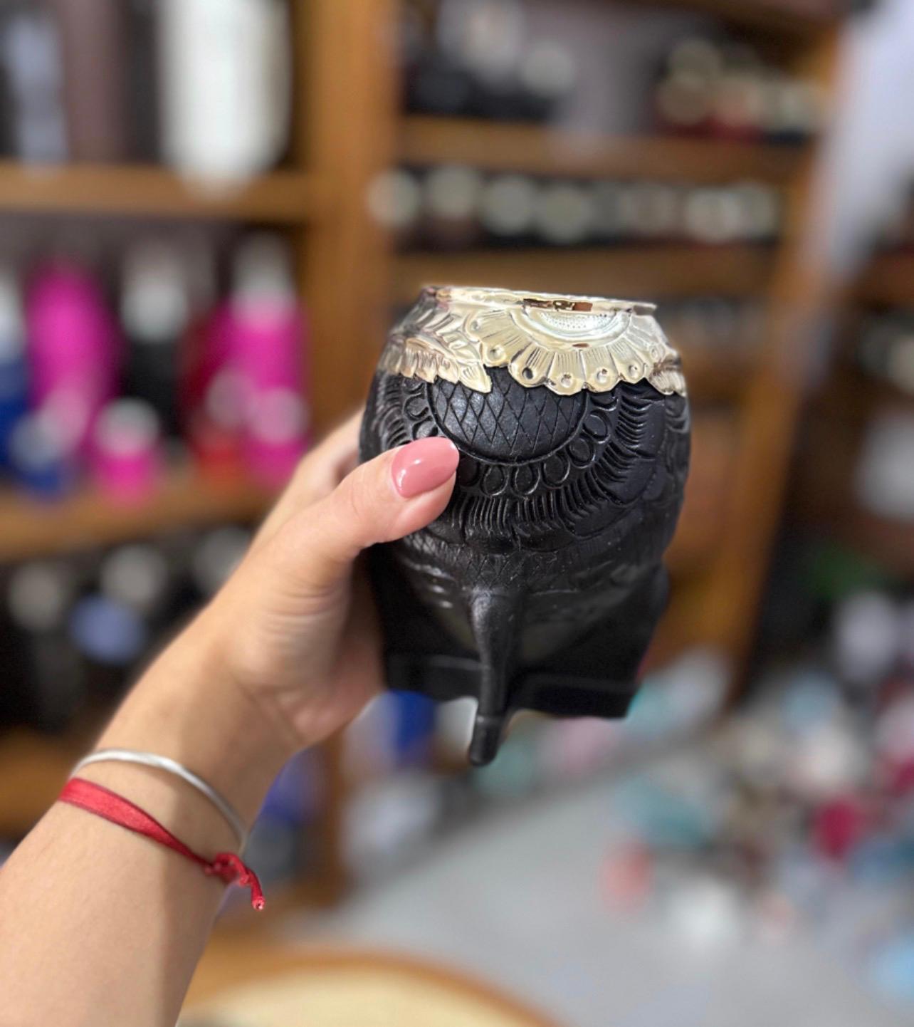 Torpedo Mate Gourd – Tooled Leather, Hand-Chiseled Alpaca Rim, Argentina