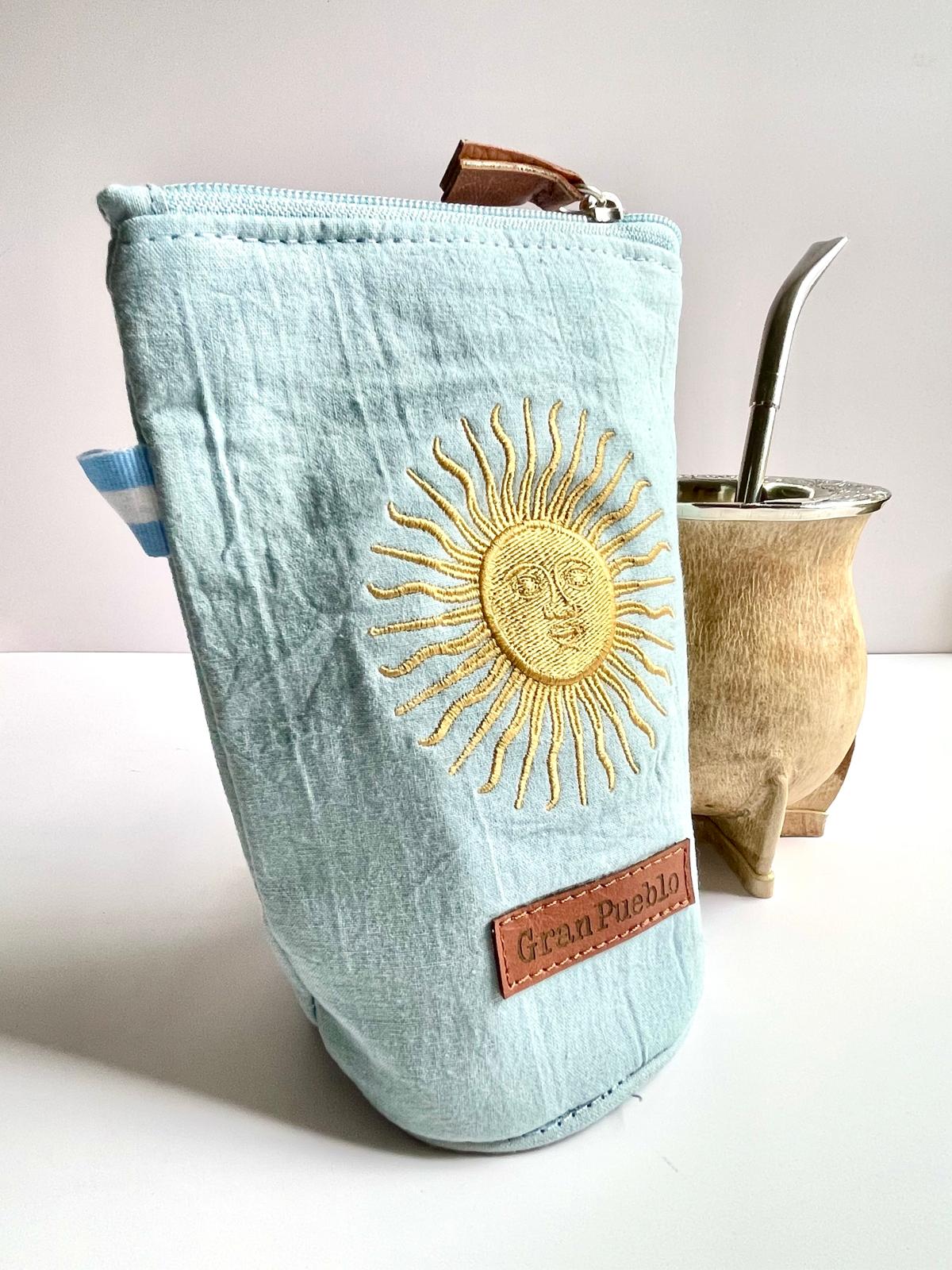 Sun of May Yerba Mate Bag – Celeste,Handmade, Waterproof, Leather Detail, Yerbero, Argentina (Copia)
