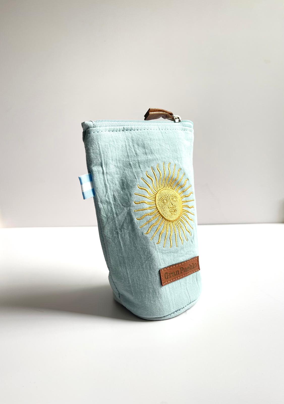 Sun of May Yerba Mate Bag – Celeste,Handmade, Waterproof, Leather Detail, Yerbero, Argentina (Copia)