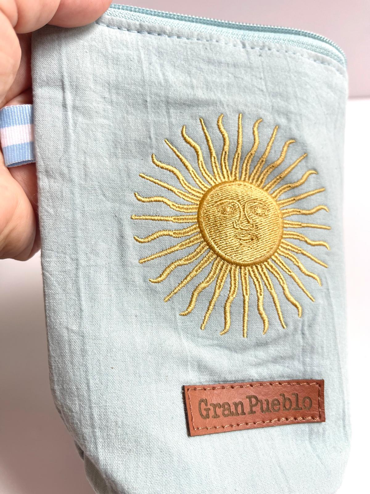 Sun of May Yerba Mate Bag – Celeste,Handmade, Waterproof, Leather Detail, Yerbero, Argentina (Copia)