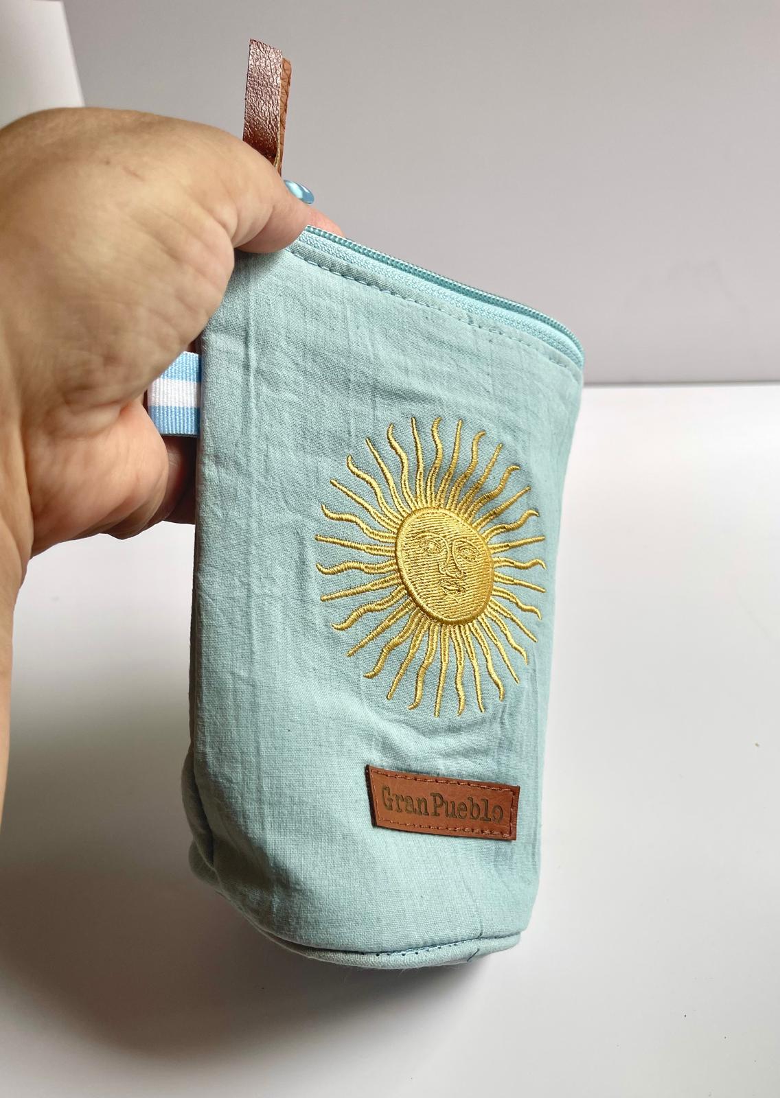 Sun of May Yerba Mate Bag – Celeste,Handmade, Waterproof, Leather Detail, Yerbero, Argentina (Copia)