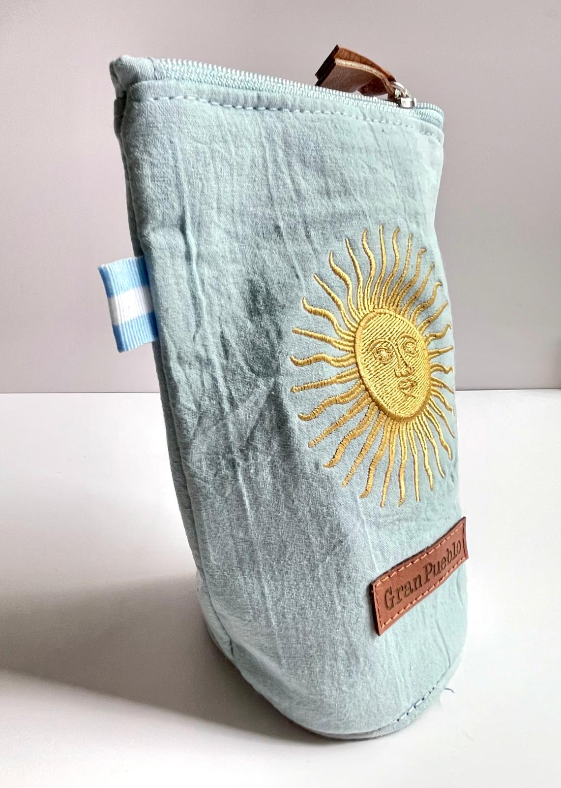 Sun of May Yerba Mate Bag – Celeste,Handmade, Waterproof, Leather Detail, Yerbero, Argentina (Copia)