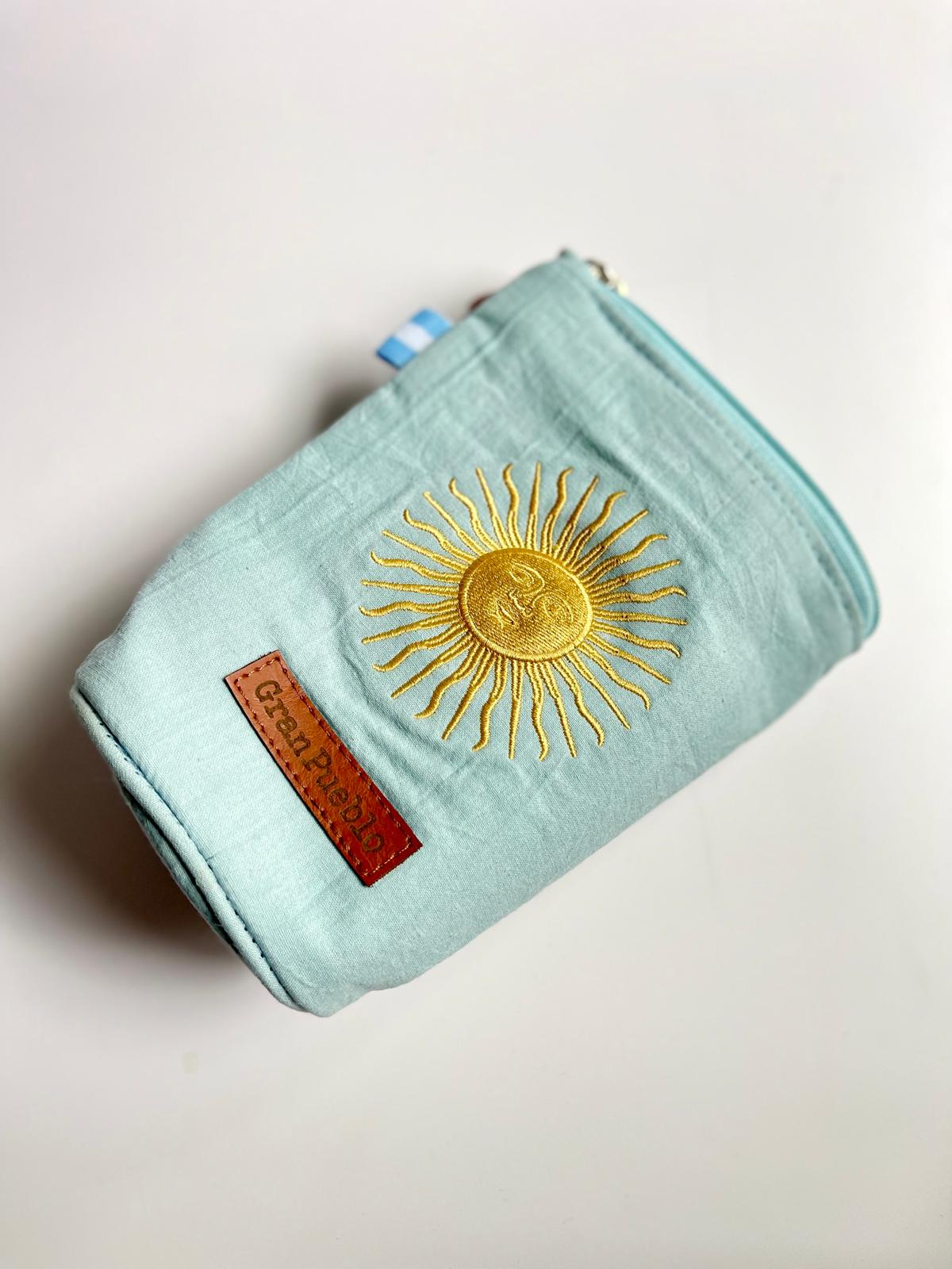 Sun of May Yerba Mate Bag – Celeste,Handmade, Waterproof, Leather Detail, Yerbero, Argentina (Copia)
