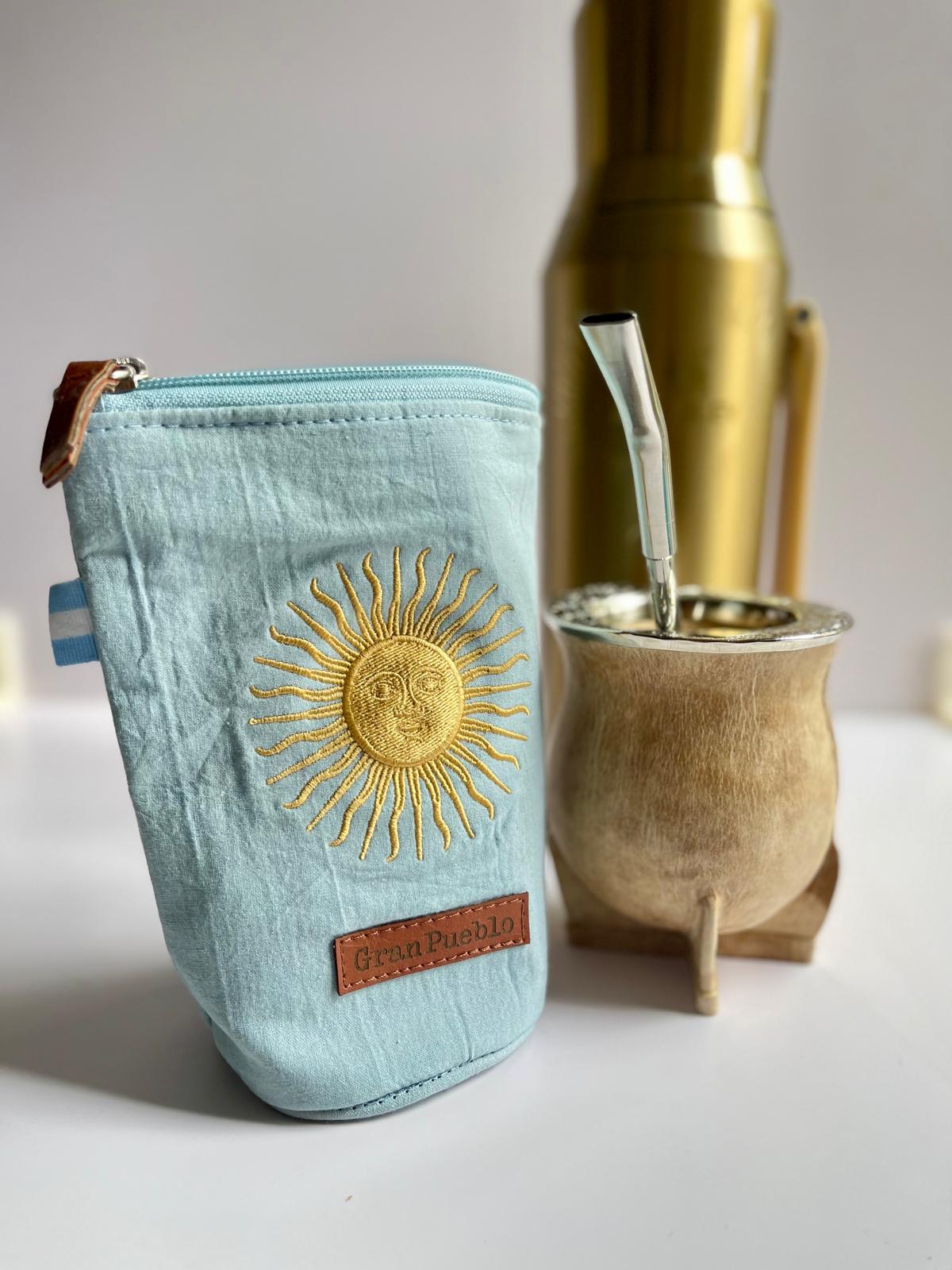 Sun of May Yerba Mate Bag – Celeste,Handmade, Waterproof, Leather Detail, Yerbero, Argentina (Copia)