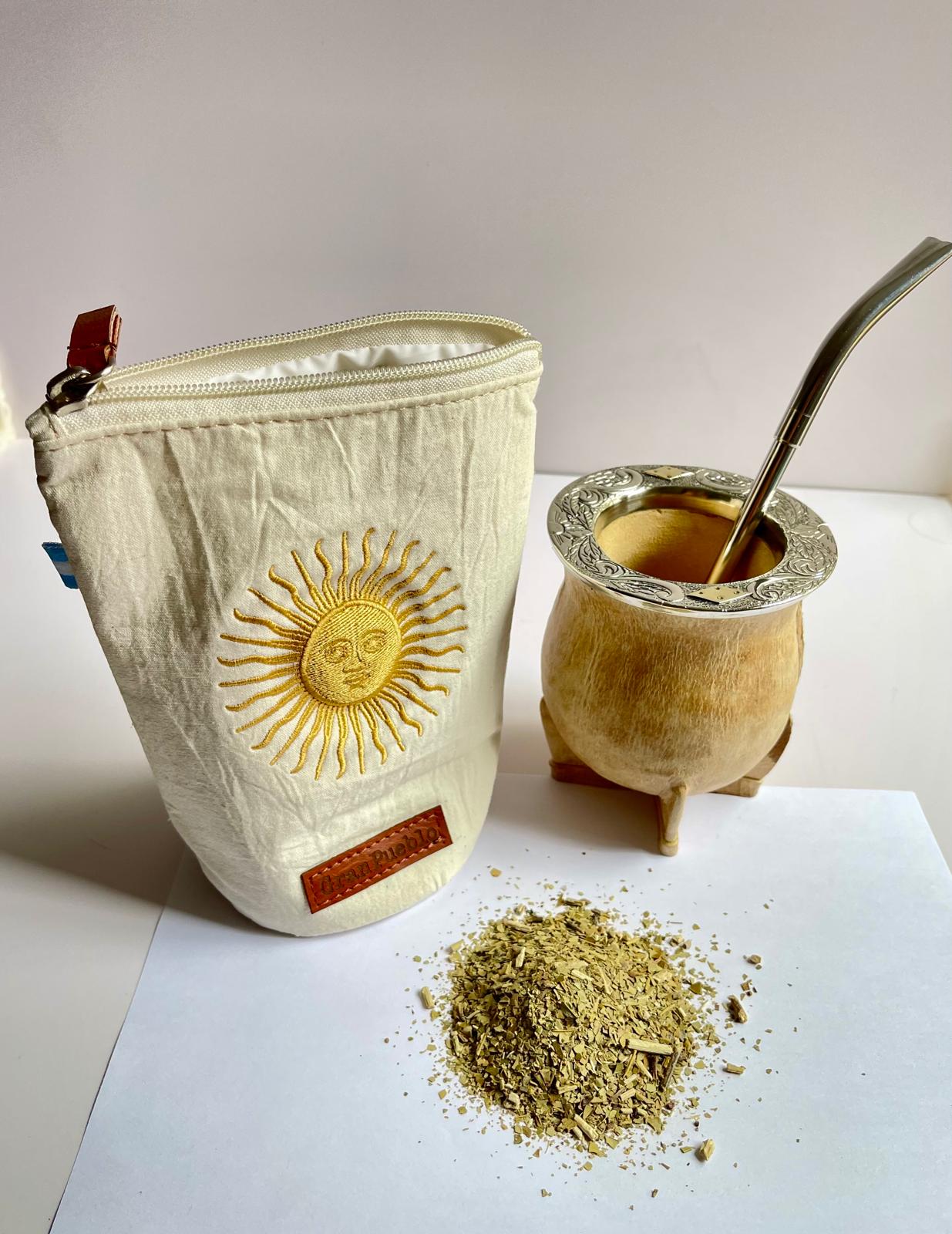 Sun of May Yerba Mate Bag – Light Ivory - Waterproof, Yerbero, Argentina