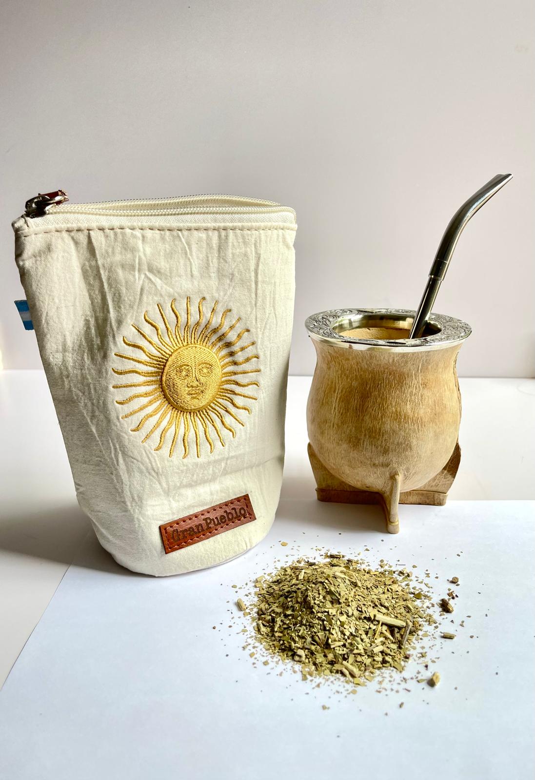 Sun of May Yerba Mate Bag – Light Ivory - Waterproof, Yerbero, Argentina
