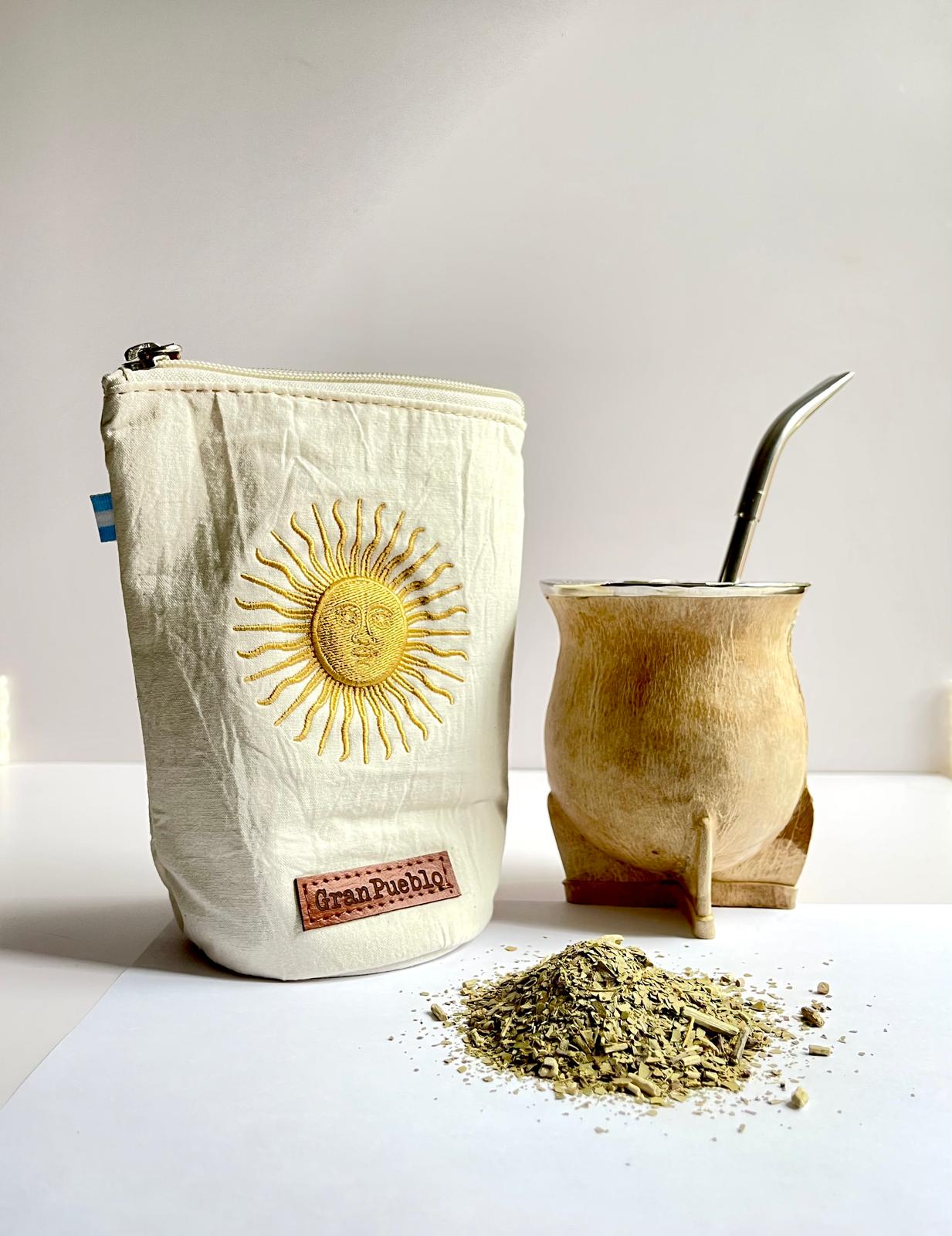 Sun of May Yerba Mate Bag – Light Ivory - Waterproof, Yerbero, Argentina
