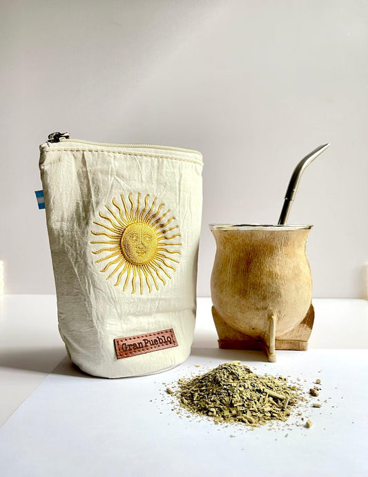 Sun of May Yerba Mate Bag – Light Ivory - Waterproof, Yerbero, Argentina