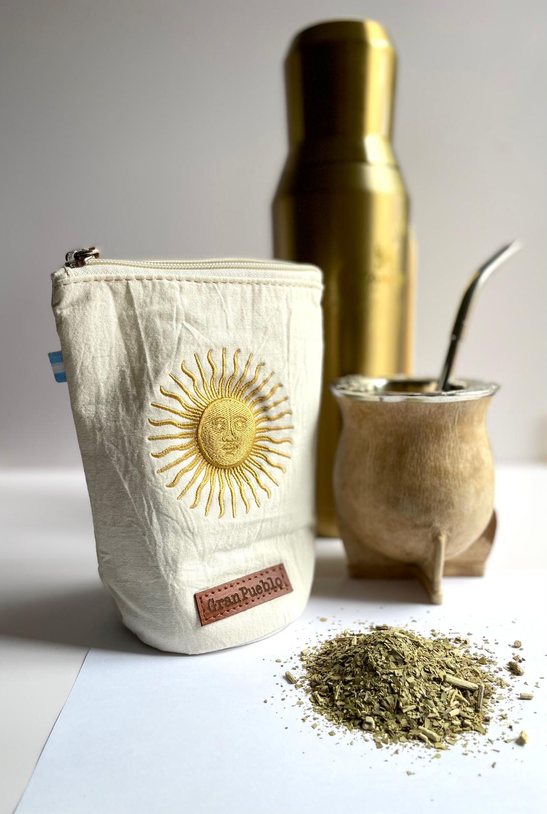 Sun of May Yerba Mate Bag – Light Ivory - Waterproof, Yerbero, Argentina