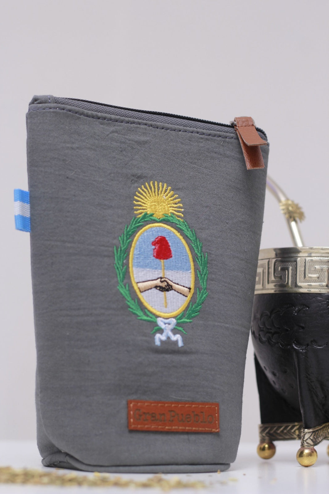 National Coat of Arms-Yerba Mate Bag – Handmade, Waterproof, Leather Detail, Yerbero, Argentina