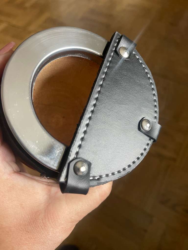 Mate Wind Protector Cover - Black Faux Leather Half Cover with Elastic- Outdoor Yerba Mate Accessory - Made in Argentine