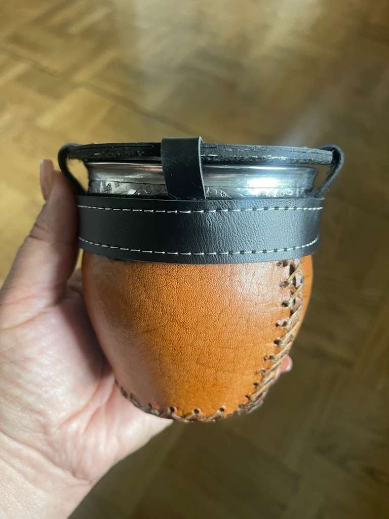 Mate Wind Protector Cover - Black Faux Leather Half Cover with Elastic- Outdoor Yerba Mate Accessory - Made in Argentine