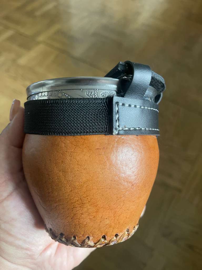 Mate Wind Protector Cover - Black Faux Leather Half Cover with Elastic- Outdoor Yerba Mate Accessory - Made in Argentine