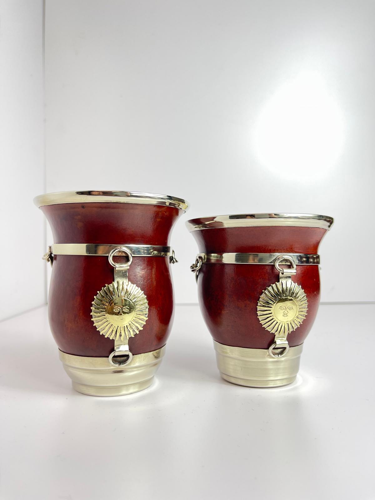 Sun of May Mate-Handmade Calabash Mate Cup-Alpaca Sol de Mayo, Argentina