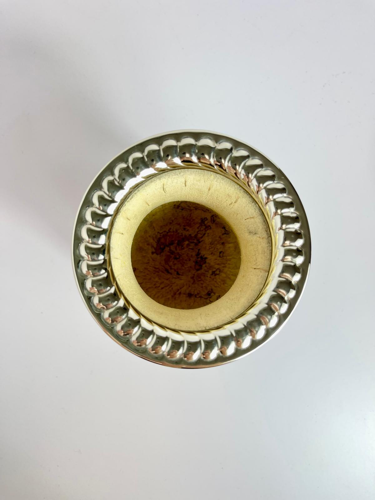 Sun of May Mate-Handmade Calabash Mate Cup-Alpaca Sol de Mayo, Argentina