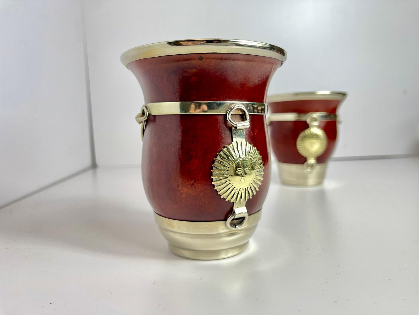 Sun of May Mate-Handmade Calabash Mate Cup-Alpaca Sol de Mayo, Argentina